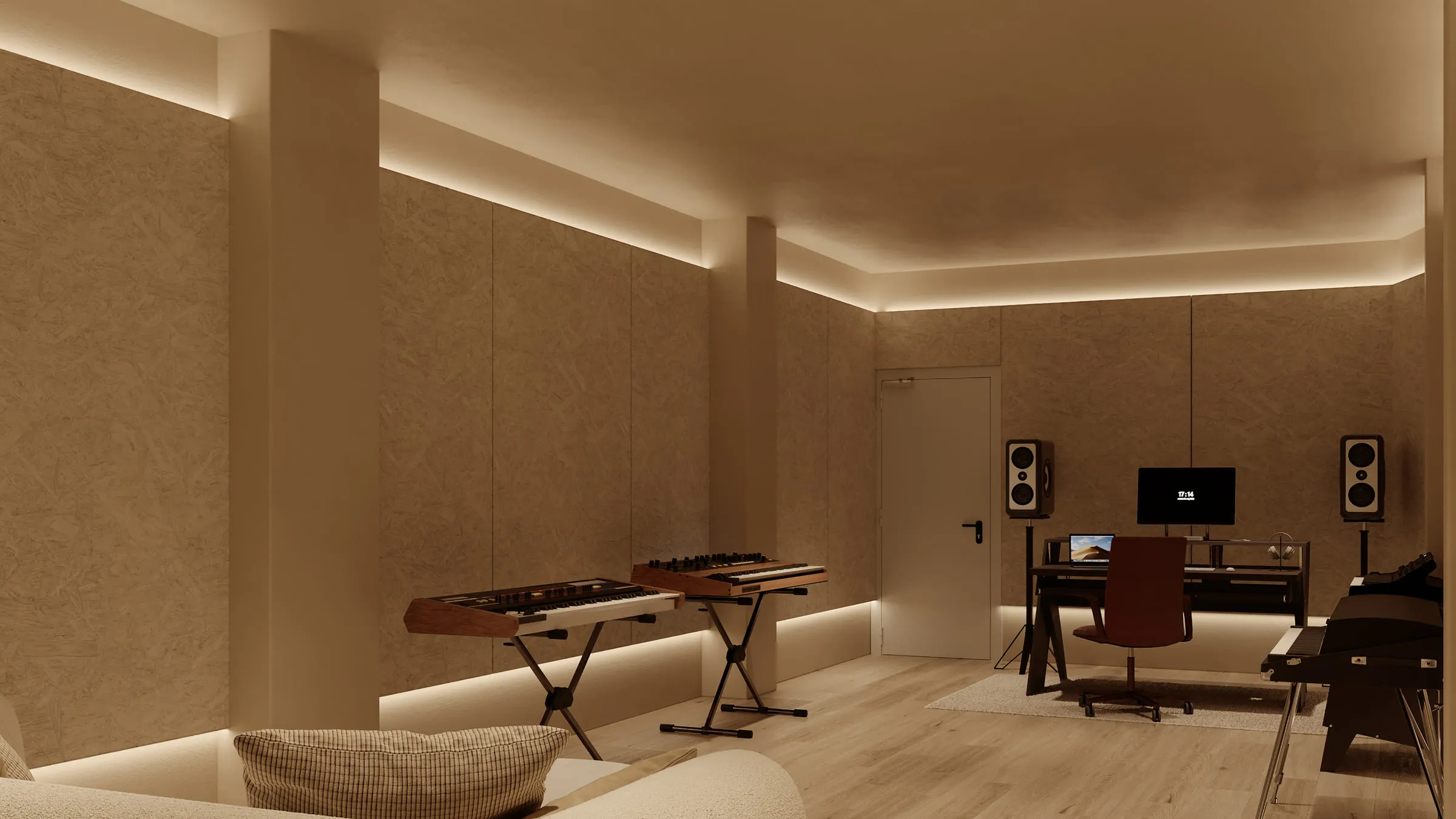 Visualisation of the Music Production Suite at Memento’s coworking